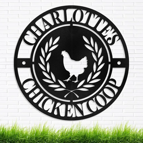Miniatura 12 de Letrero de Pollo Divertido Personalizado, Letrero Personalizado de Gallinero Decoración de Pared, Letreros de Granja de Metal para Exteriores