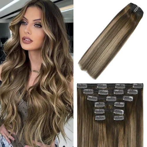 Miniatura 29 de WindTouch - Extensiones de cabello humano Remy con pinzas, color rubio decolorado combinado con balayage, para cabello rubio, 2.47 onzas, N.°