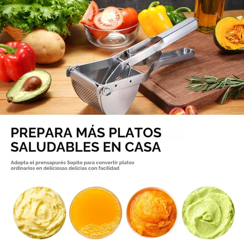 Miniatura 6 de Sopito - Triturador de patatas de acero inoxidable para uso comercial y doméstico Plateado
