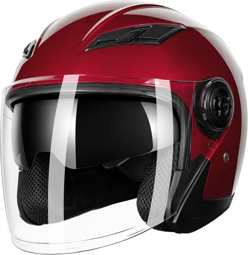 Miniatura 9 de Casco de motocicleta abierto para adultos 3/4, con doble visera, para moto, scooter, ebike, ciclomotor, para hombres y mujeres, aprobado por el DOT