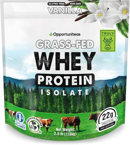 Miniatura 15 de Opportuniteas Polvo aislado de proteína de suero alimentado con hierba, 0.99 oz de proteína sin sabor en polvo sin edulcorantes artificiales, vacas