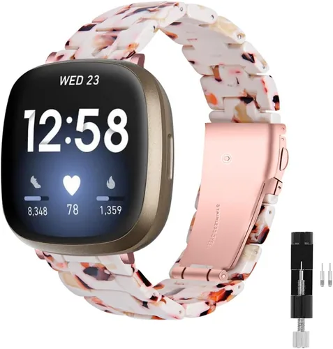 Miniatura 14 de Correa de reloj de resina compatible con Fitbit Versa 4/Sense 2/Versa 3/Sense 1, pulsera brazalete de moda ligera y ajustable de repuesto