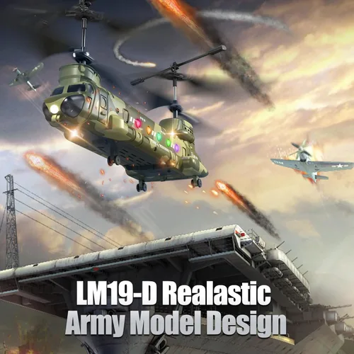 Miniatura 2 de OBEST Helicóptero RC Chinook LM19-D, helicóptero militar de control remoto con cámara, doble hélice con retención de altitud, despegue/aterrizaje