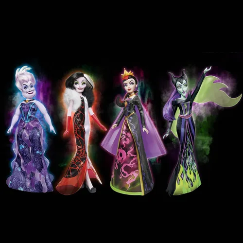Miniatura 7 de Disney Princess Villains Black and Brights Collection, muñeca de moda, paquete de 4, juguete de villanos de Disney para niños de 5 años en adelante