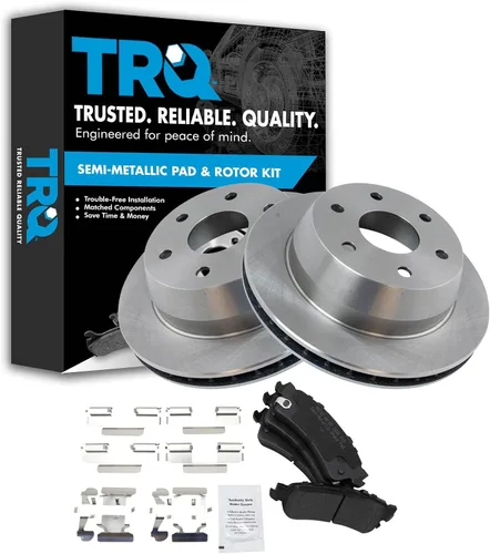 Miniatura 169 de TRQ Juego de pastillas de freno semimetálicas traseras y rotores compatibles con Chevrolet Trailblazer 02-06 Trailblazer EXT 04-06 SSR 02-07 GMC