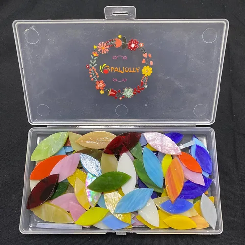 Miniatura 6 de 120 azulejos de mosaico de pétalos para manualidades, pétalos de vidrieras cortados a mano, piezas de flores de mosaico, kit de suministros