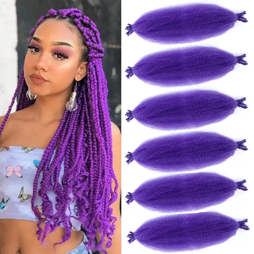 Miniatura 30 de Cabello afro trenzado elástico de 24 pulgadas 3 paquetes Cabello afro trenzado elástico Cabello afro para trenzado en crochet (24 pulgadas