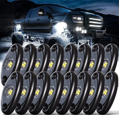 Miniatura 10 de LEDMIRCY Luces LED de roca, 10 unidades, color blanco para J e e p, camión todoterreno, RZR, auto, barco, SUV, impermeable, de alta potencia, luces