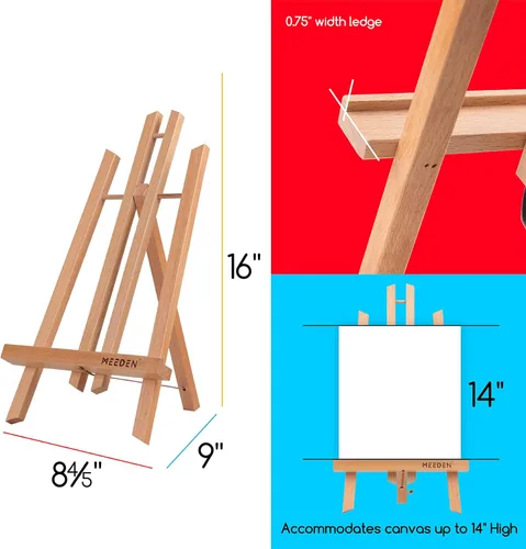 Miniatura 2 de MEEDEN Caballete de mesa de 16 pulgadas: paquete de 12 caballetes de madera de haya para pintar, soporte de lona para pintar carteles Natural