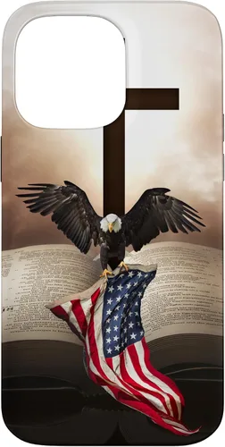 Miniatura 21 de Pretty Christian Cross Bible A Bald Eagle Grip American Flag Case for iPhone 17