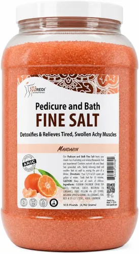SPA REDI - Detergente para Pies y Baño con Sal Fina, Mandarina, 3.6 L - Hecho con Sales del Mar Muerto, Aceite de Argán, Aceite de Coco y Aceites