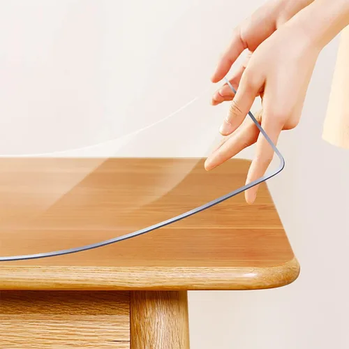 Miniatura 3 de Protector de plástico transparente de 32 x 32 pulgadas, 0.059 in, protector de mesa de comedor, mantel cuadrado de PVC, tapete de plástico