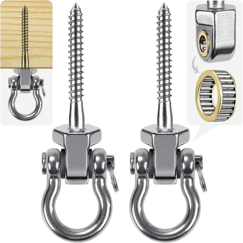 Miniatura 18 de SELEWARE Perchas de columpio resistentes con rodamientos, paquete de 6 – Accesorios de columpio de acero inoxidable para patio y parque infantil