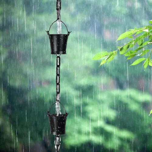 Miniatura 3 de Invech Cadenas de lluvia ajustables de 12.5 pies para canalones, cadenas de lluvia exteriores con 12 tazas, cadena colectora de lluvia