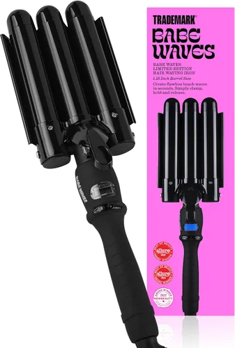 Miniatura 9 de Trademark Beauty - Ondulador de pelo de tres barriles, rizador, 1.25 pulgadas, ondas de playa, rizador de pelo de temperatura ajustable, Babe Waves