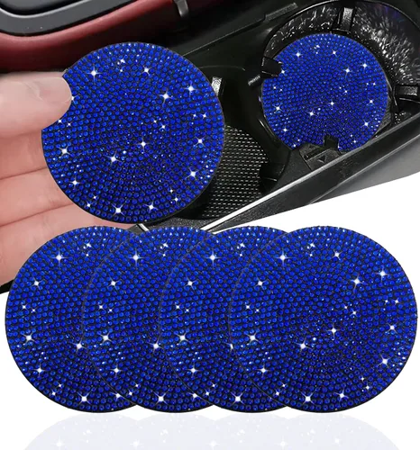 Miniatura 22 de NBTEPEM 2 posavasos de auto con diamantes de imitación, 2.75 pulgadas, antideslizantes, a prueba de golpes, universal, a la moda, para auto