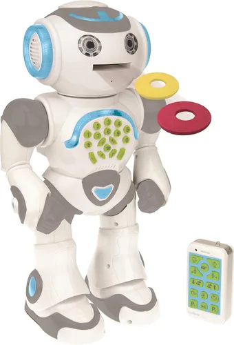 Miniatura 15 de LEXiBOOK Powerman - Robot de juguete con control remoto que camina y habla, baila, canta, lee historias, quiz de matemáticas, dispara discos e imita