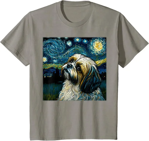 Miniatura 25 de Camiseta Surrealism Starry Night Shih Tzu Dog