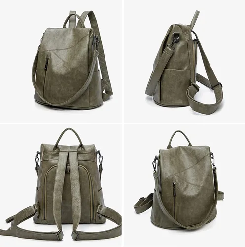 Miniatura 5 de Mochila para mujer, bolso de viaje de piel sintética suave, bolso de mano grande y bolso de hombro, mochila informal para universidad antirrobo