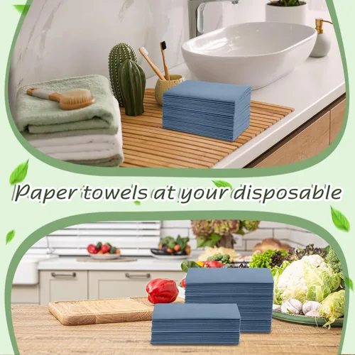 Miniatura 6 de Jeyiour 150 servilletas de cena de color azul polvoriento, toallas desechables de estilo bohemio de 16 x 16 pulgadas, toallas de mano de papel