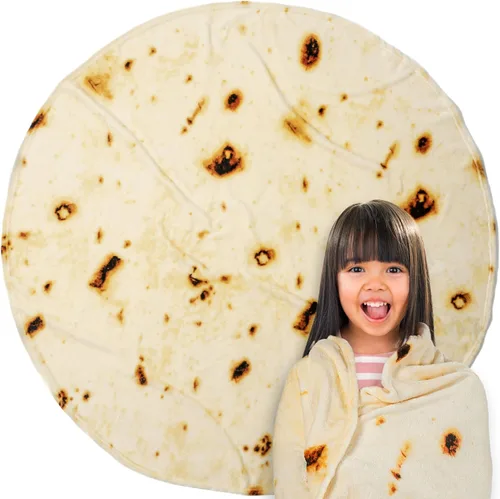 PAVILIA Manta de tortilla de burrito, manta de doble cara de harina de tacos para niños, niñas, adolescentes, manta de comida realista, divertido