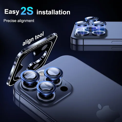Miniatura 6 de BAZO Protector de lente de cámara para iPhone 15 Pro/iPhone 15 Pro Max, [protección contra caídas] Cubierta de cámara de vidrio templado 9H