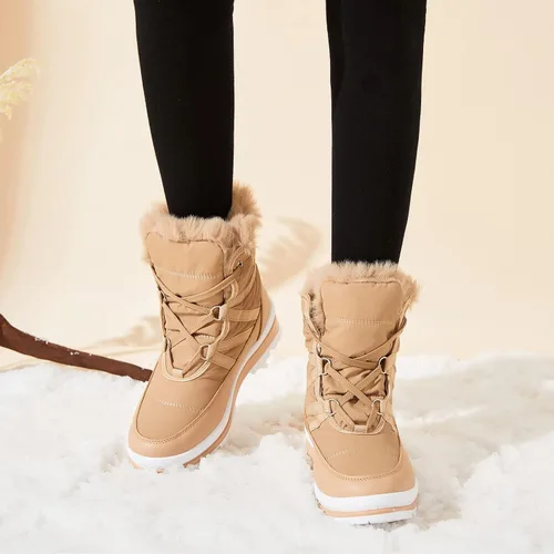 Miniatura 6 de Botas de nieve de invierno con forro de piel cálida para mujer, impermeables, botas de combate antideslizantes