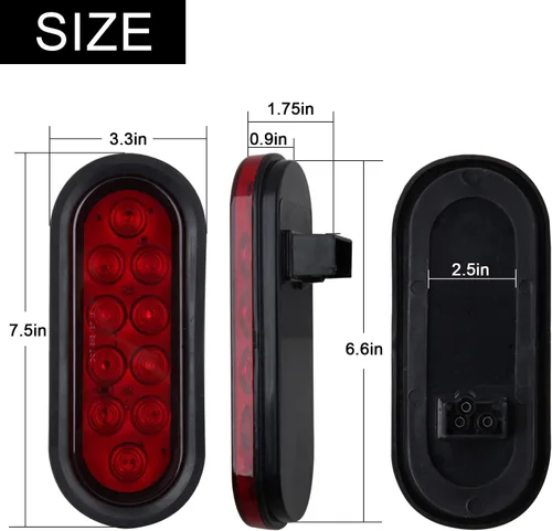 Miniatura 4 de Partswcgg Luces traseras LED ovaladas de 6 pulgadas para remolque, 10 LED, 10 unidades, freno de camión de remolque, color rojo, 6 pulgadas