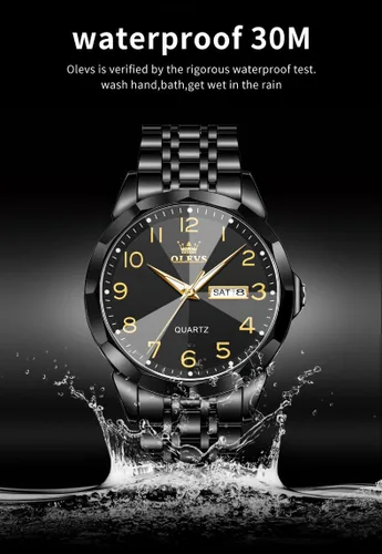 Miniatura 6 de OLEVS Reloj para hombre vestido de negocios diamante analógico cuarzo fecha lujo clásico acero inoxidable impermeable luminoso dos tonos reloj