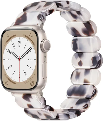Correa elástica de resina compatible con Apple Watch Series 9 8 SE 7 6 5 4 3 2 1 Ultra 2, elegantes correas de iWatch para mujeres y hombres, bandas