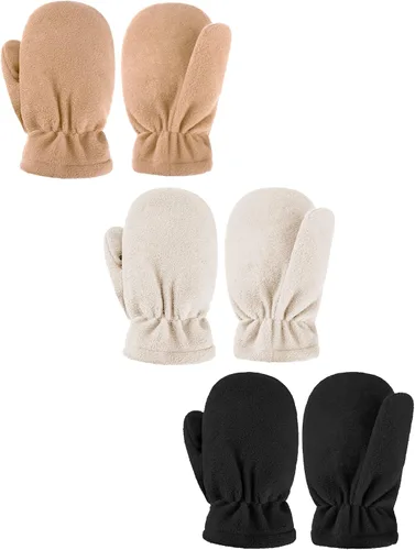 3 pares de guantes de vellón para niños, guantes cálidos de invierno para niños y niñas, guantes de esquí de nieve resistentes al viento, para