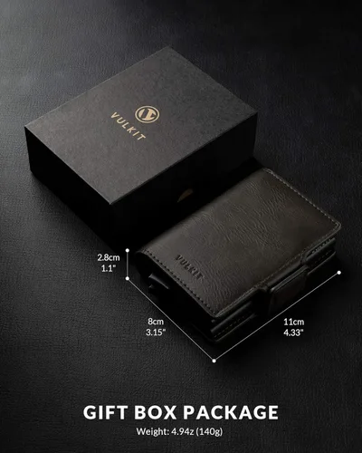Miniatura 6 de VULKIT Credit Card Holder RFID Blocking Leather Automatic Pop Up Wallet Magnetic Wallet Double Card Case for Men and Women