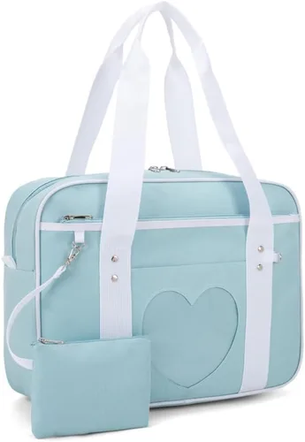 Miniatura 9 de Bolso japonés con ventana en forma de corazón versátil como bolso de hombro para computadora portátil