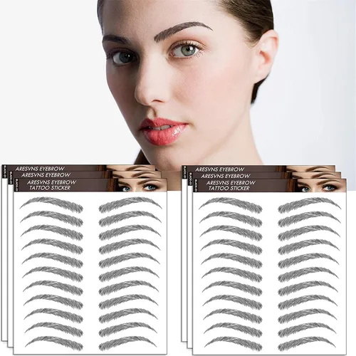 Miniatura 13 de Aresvns Cejas falsas realistas, 99 pares, 12 formas, transferencia de cejas impermeables 4D para mujeres y adolescentes, perfectas para regalos