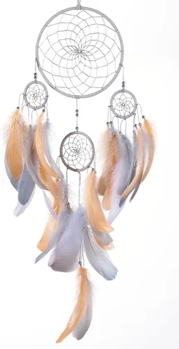 Miniatura 11 de Atrapasueños de color azul estrellado, plumas de ganso con multianillo, hecho a mano, gran atrapasueños para dormitorio, atrapasueños para niñas