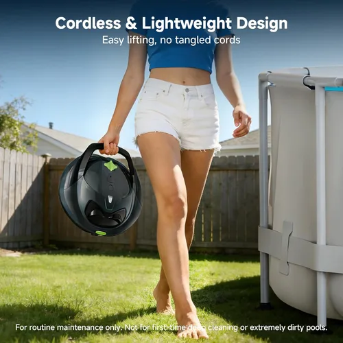 Miniatura 2 de Pooloob PF1 - Aspirador inalámbrico para mantenimiento diario de la piscina, limpieza de piso solo para piscinas sobre el suelo, triple filtración
