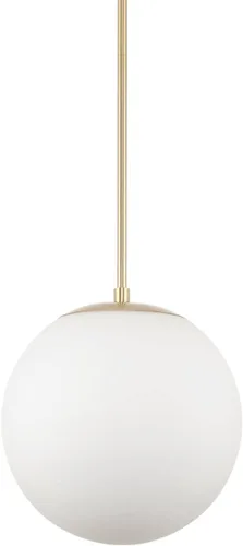 Kira Home Ceres - Lámpara colgante de orbe moderna de mediados del siglo de 12 pulgadas con difusor esmerilado blanco mate suave, acabado de latón