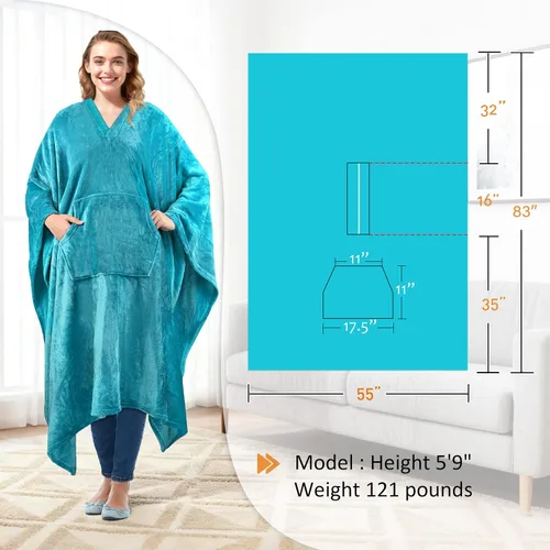 Miniatura 7 de Catalonia Wearable Blanket Poncho for Adult, Super Soft Comfort TV Throw Blanket Cape for Women and Men