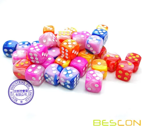 Miniatura 3 de Bescon 0.472 in 6 lados dados 36 en cubo, 0.472 in seis caras Die (36) bloque de dados, efecto Géminis en todos los colores surtidos de flores