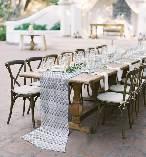 Miniatura 5 de Double Love Abstract Blue Chiffon Table Runner 55 Inches Long, Voile Sheer Tulle Runner for Rustic Wedding Reception Bridal Shower Decorations
