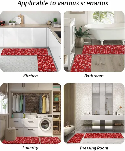 Miniatura 6 de Tapete de baño de copos de nieve de Navidad para bañera, antideslizante, de secado rápido y absorbente, tierra de diatomeas, fregadero, dormitorio