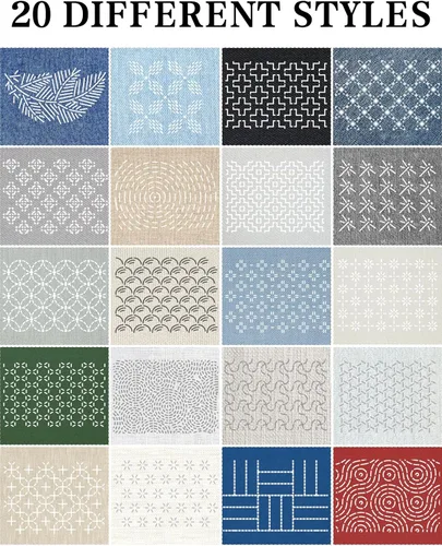 Miniatura 7 de Gezan 20 piezas de plantillas Sashiko 8.3 x 5.9 pulgadas plantilla de plástico Sashiko patrón geométrico estabilizadores de bordado de línea