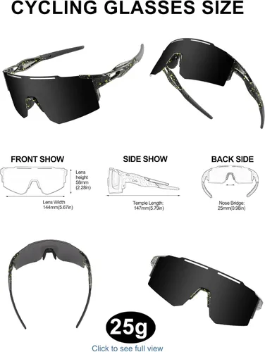 Miniatura 5 de OULAIQI Gafas de sol de ciclismo, polarizadas, para hombres y mujeres, con 1 lente o 3 lentes intercambiables, gafas de béisbol