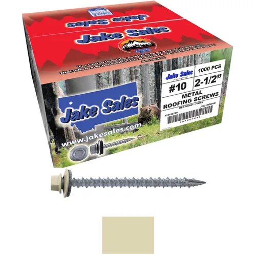 Miniatura 34 de 10 tornillos para techos de metal gris ABC de 2-1/2 pulgadas, cabezal de arandela hexagonal, arranque automático/roscado, arandela EPDM. 1 bolsa
