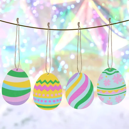 Miniatura 7 de Yookat 50 piezas de huevos de Pascua de madera sin terminar rebanadas de huevos de Pascua para pintar manualidades y decoraciones (3.9 pulgadas)