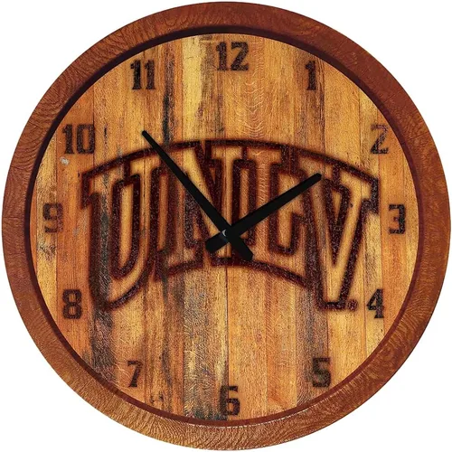 Miniatura 10 de The Fan-Brand NCAA Oklahoma Sooners: Reloj de pared con parte superior de barril de imitación para decoración de bar, decoración de fiesta