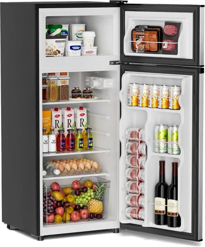 Manastin - Minirefrigerador de 4.4 pies cúbicos con congelador, refrigerador pequeño con 2 puertas para oficina, cocina, dormitorio y recámara,