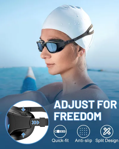 Miniatura 6 de Gafas de natación polarizadas, gafas de natación unisex para adultos, antivaho, anti UV, vista amplia, gafas de piscina para hombres y mujeres