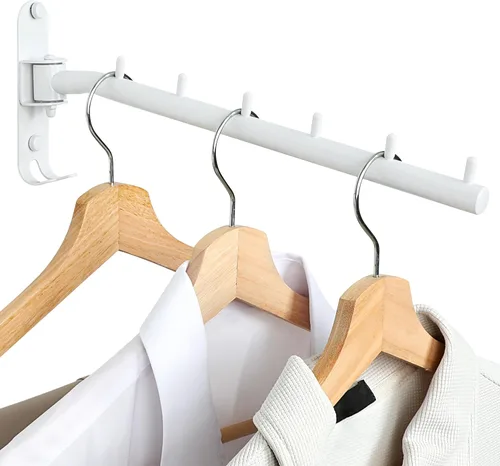 Miniatura 10 de Alise Estante de secado montado en la pared, percheros giratorios de acero inoxidable, ahorro de espacio, estante de secado de pared de ropa de Negro