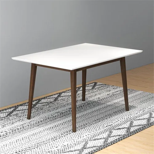 Miniatura 2 de Allora Mesa de comedor rectangular de madera moderna de mediados de siglo para cocina, comedor en nogal y blanco de 47 pulgadas